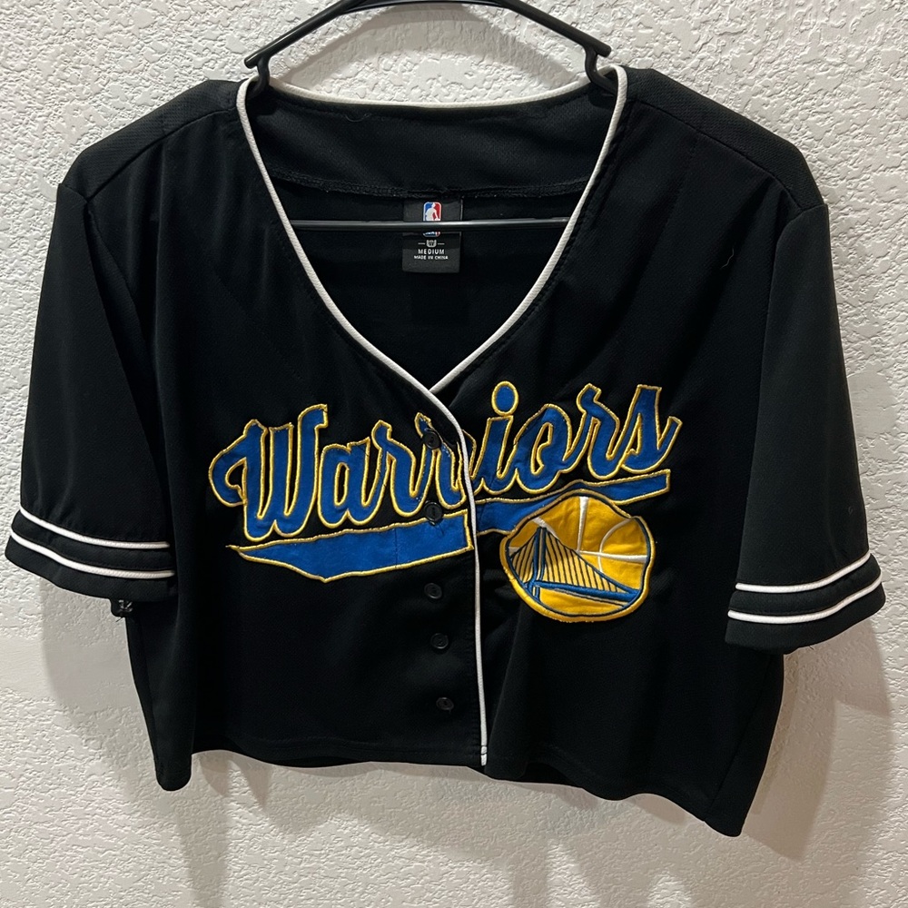 Cropped button up Warriors Jersey